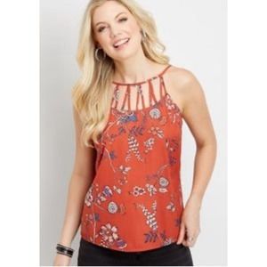 Maurice’s Red Floral Flowy Tank Women's Size Medium